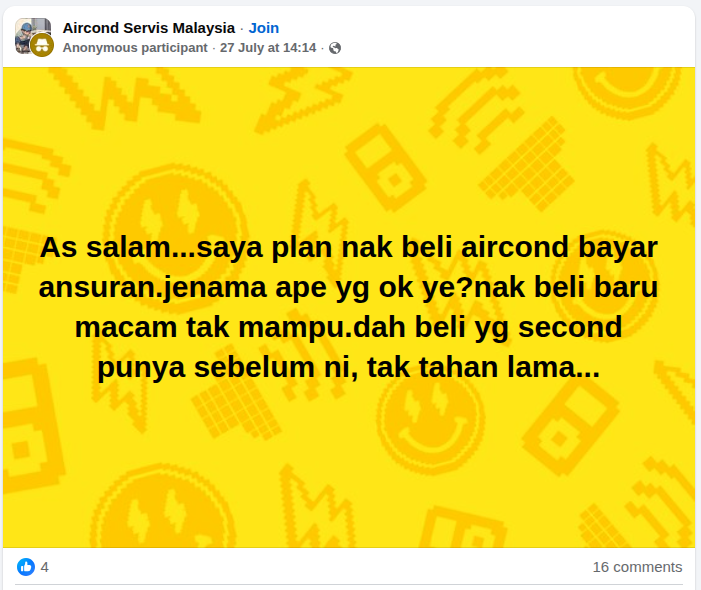 As salam...saya plan nak beli aircond bayar ansuran.jenama ape yg ok ye?nak beli baru macam tak mampu.dah beli yg second punya sebelum ni, tak tahan lama...